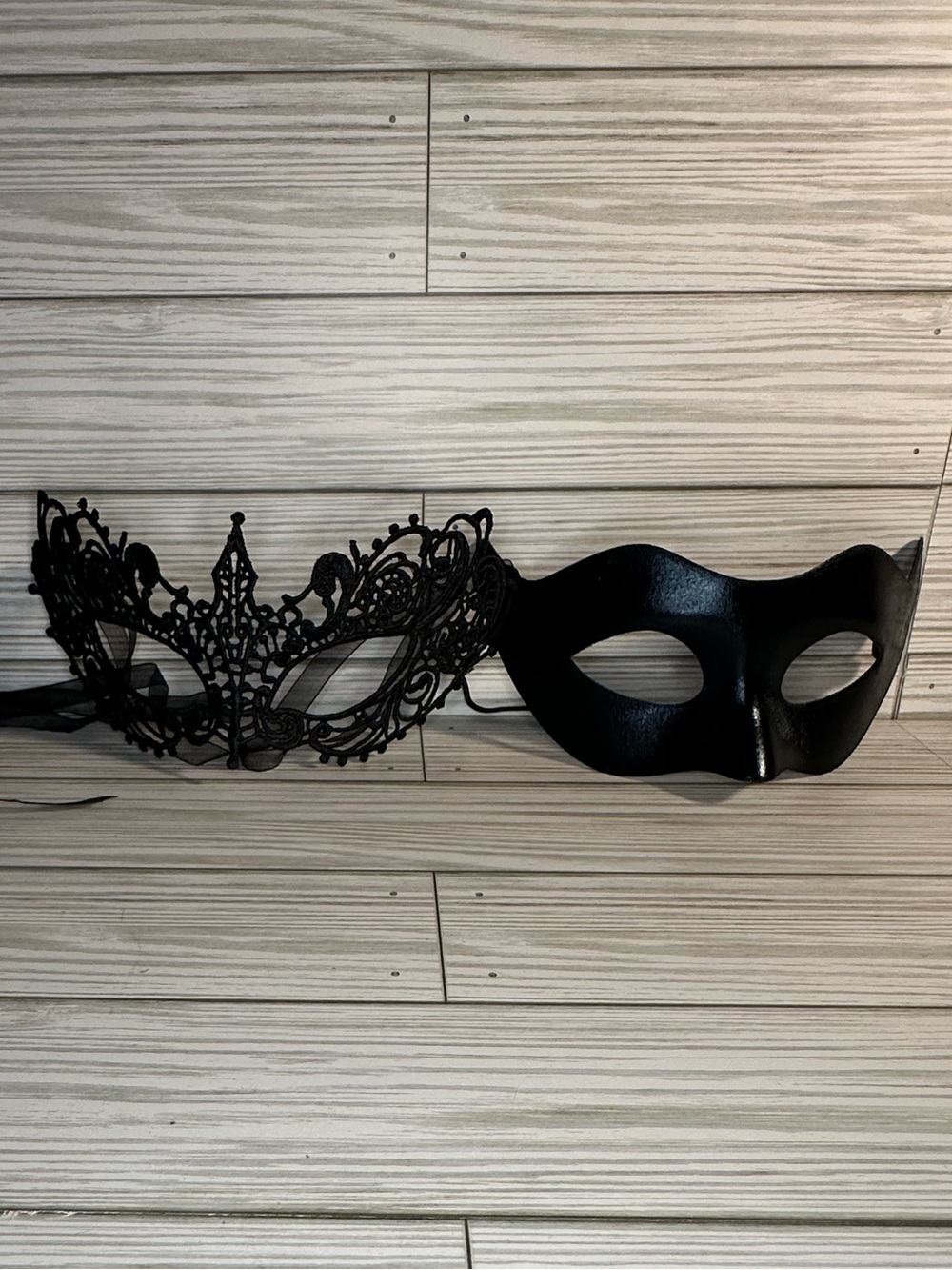Black His And Hers Masquerade Mask Set Party Elegant Romantic Costume Halloween